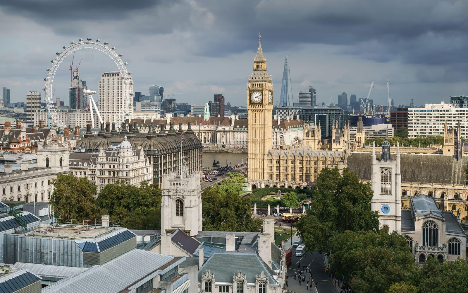 Palacio de Westminster, Big Ben y el London Eye, Londres